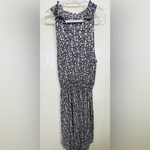 Elegant Black and White Floral Maxi Dress